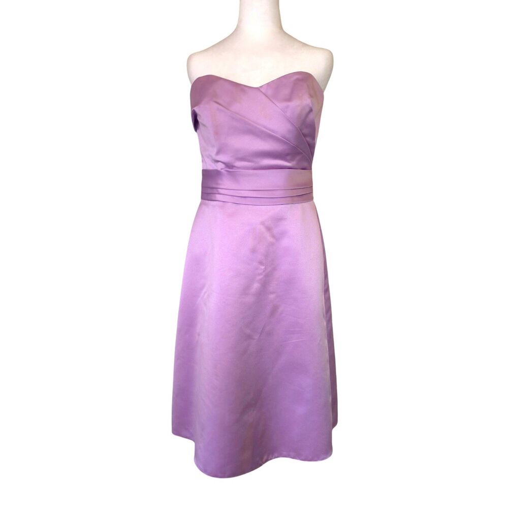 Allure Bridals Lavender Satin Strapless Dress Size 12 Y2K Formal Hoco Wedding